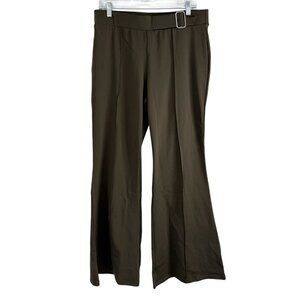 Halara Womens High-Waisted Flare Pants With Belt Olive Green Size L NEW